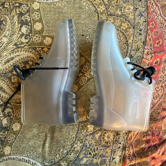 Jelly Ankle Boots Clear & Black Laces size Woman’s 9 - Picture 4 of 7